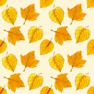 Watercolor seamless pattern with autumn leaves
