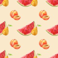 Watercolor seamless pattern with fruits N3