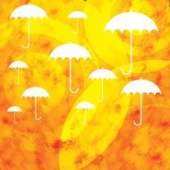 Autumn background with leaves and umbrella