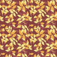 Seamless pattern with autumn leaves on purple Vector illustration