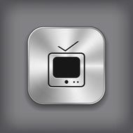 TV icon - vector metal app button
