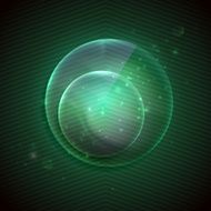 abstract green background with a glass transparent sphere