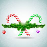 Merry Christmas candy with fir branches