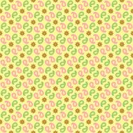 Pink green and brown flower on yellow background