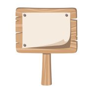 Wooden sign with nailed paper Vector illustration