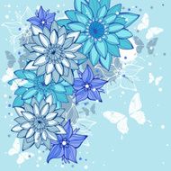 vector seamless with flowers and butterflies N2