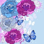 vector seamless with flowers and butterflies N3