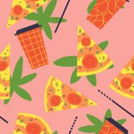 Very delicious pattern with pizza and coke