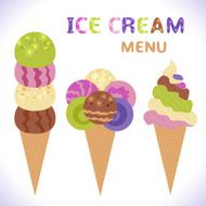 Ice cream menu with icons