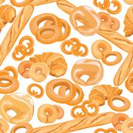 Bread and cake bakery seamless background