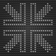Arrow sign chrome metal circle shape perforation texture background