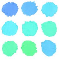 Watercolor blue brush strokes painted circle form N2