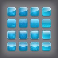 Set of blank blue buttons N3