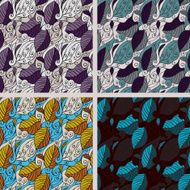 Set of vector seamless retro patterns with leaves