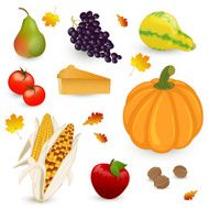 Vector Set with Traditional Thanksgiving Elements