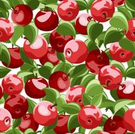 Seamless background with red apples and leaves Vector illustration N3