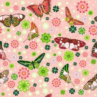 Seamless pattern with flowers and butterflies N9