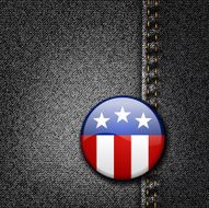 American Flag Emblem Badge On Jeans Denim Texture Vector