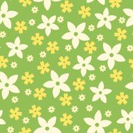 Vector seamless pattern with white and yellow flowers on green