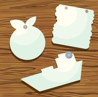 Group of blank advertisement on a wood background