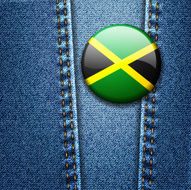 Jamaica Flag Badge on Denim Fabric Texture Jacket N2