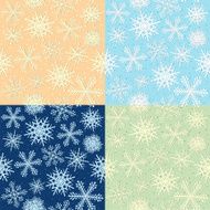 Snoflakes seamless pattern on four colors