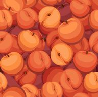 Seamless background with peaches Vector illustration