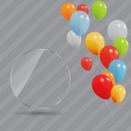 Glass frame with colored balloons Vector illustration