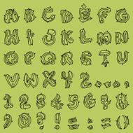 Illustration Comic Cactus Alphabet N2