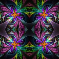 Symmetric multicolored fractal tracery Collection - frosty pattern N11