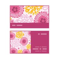 Vector pink field flowers horizontal stripe frame pattern business cards N2