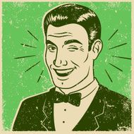 Retro Screen Print Winking Man