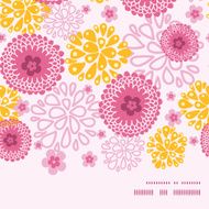 Vector pink field flowers horizontal frame seamless pattern background
