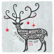 Modern Christmas Card with Reindeer