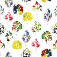 beautiful pattern of colorful leaves painted in watercolor N7
