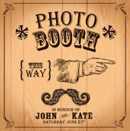 Vintage Photo booth design template pointing hand and mustache