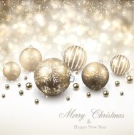 Winter background with golden christmas balls N5