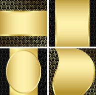 golden and black decorative cards - set vector