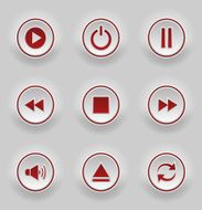 Red round buttons for web player