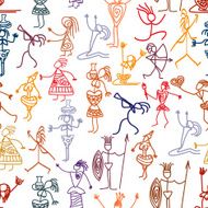 Seamless pattern with primitive people N2