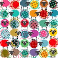 Colorful Seamless Sheep and Yarn Balls Pattern
