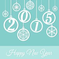 Happy new year greeting card with snowflakes 2015