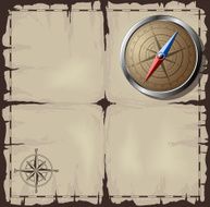 Old map with Steel Compass