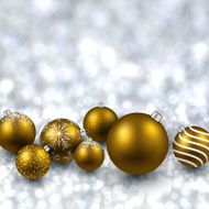 Silver background with golden christmas balls