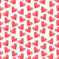Watercolor holiday Valentines day seamless hearts N2