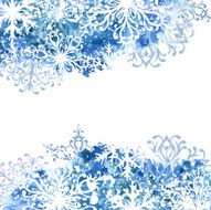 Winter ornamental blue card with snowflakes