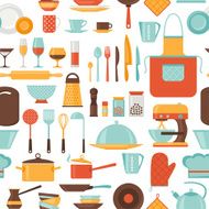 Seamless pattern with restaurant and kitchen utensils N10