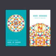 Vector colorful triangle texture vertical round frame pattern business cards N2