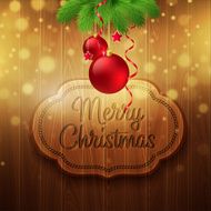 Christmas decoration on the wooden background Vector background N10