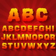 Fire set font alphabet text on a red background Vector N3